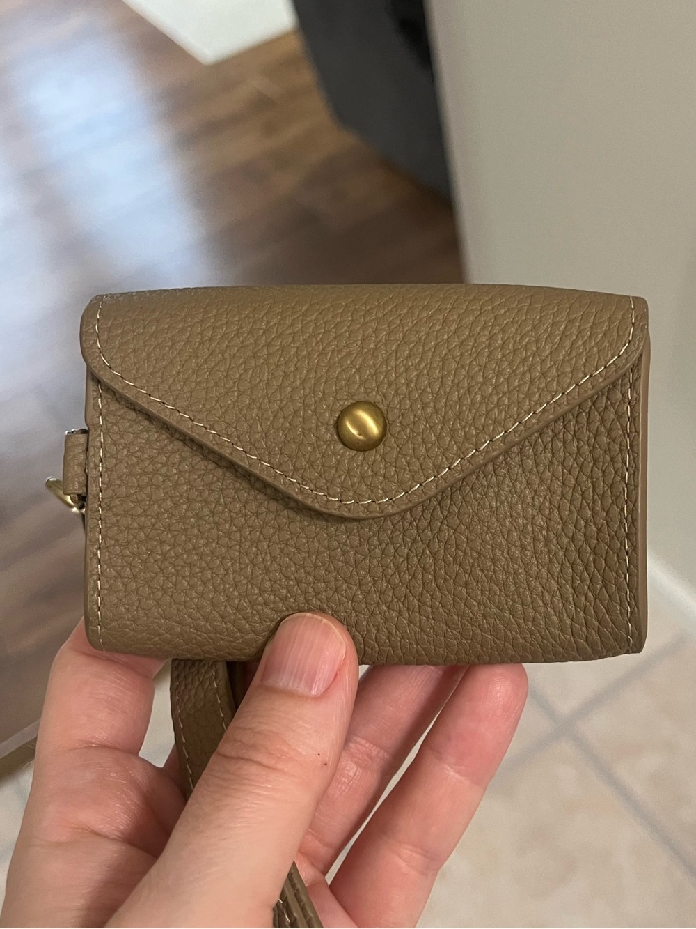 Women's Taupe Leather Key & Card Holder Wristlet - Picture 3 of 16